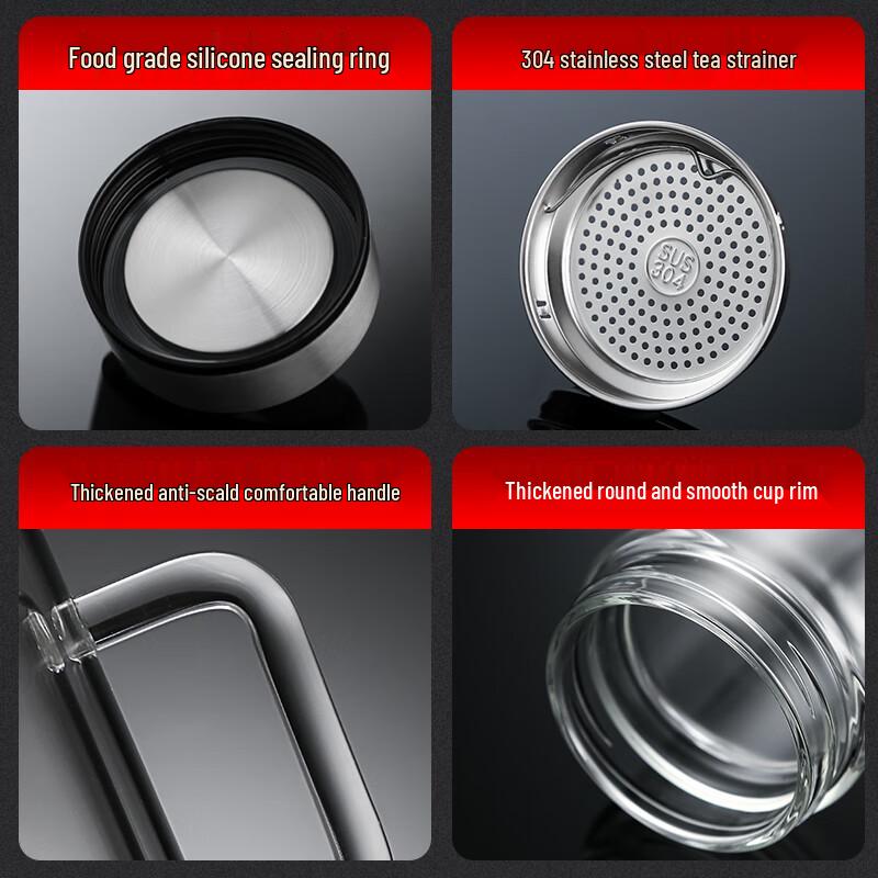 Fuguang Mingya Double-Layer Glass Office Tea Cup 520ml