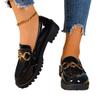 Women's Patent Leather Slip-On Loafers, Round Toe Thick Sole Flats, Plus Size Fashion Shoes