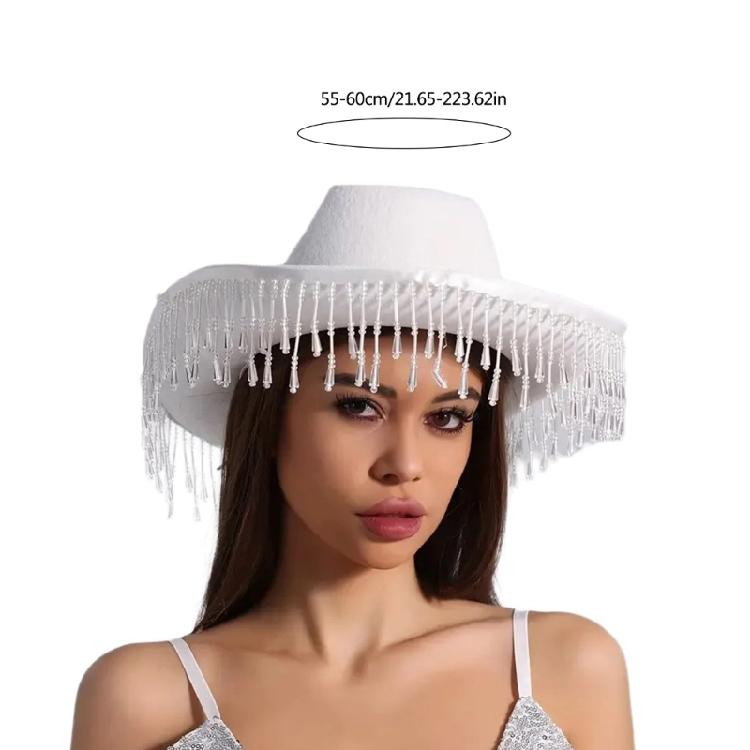 Fringed Drop Cowboy Hat Music Festival Hat Birthday Party Headwear Beach Sun Hat