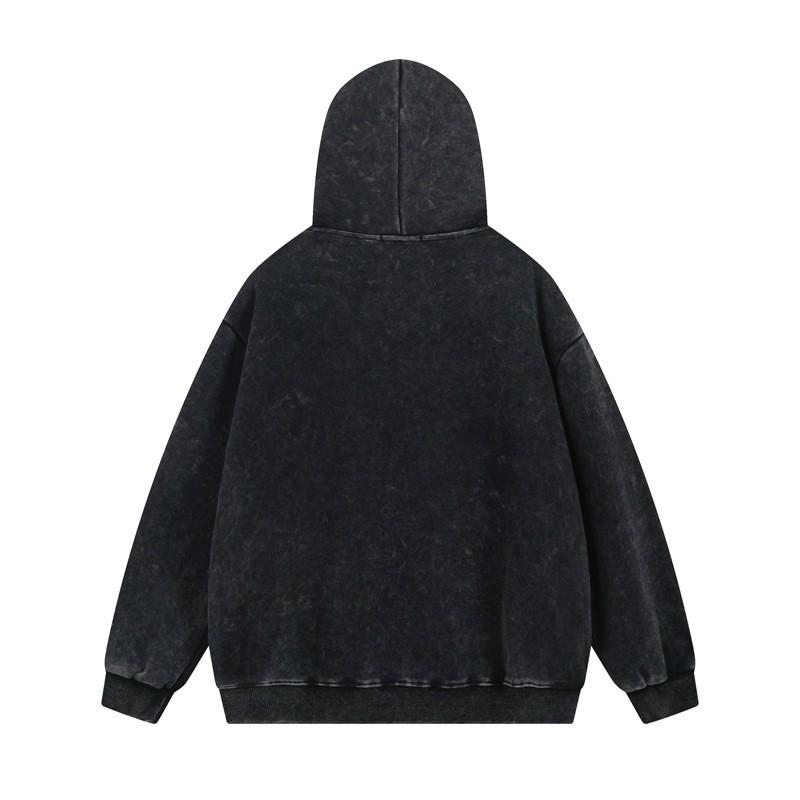 Oversized Washed Hoodie Men Women Streetwear Cotton Blend Heavyweight 450g Fleece Lined Loose Fit Winter Sweatshirt