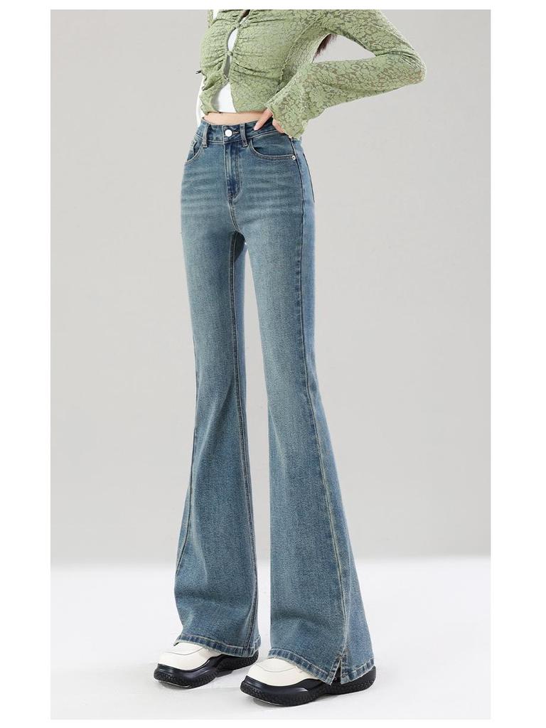 Vintage High-Waisted Slim Fit Petite Micro-Flare Jeans
