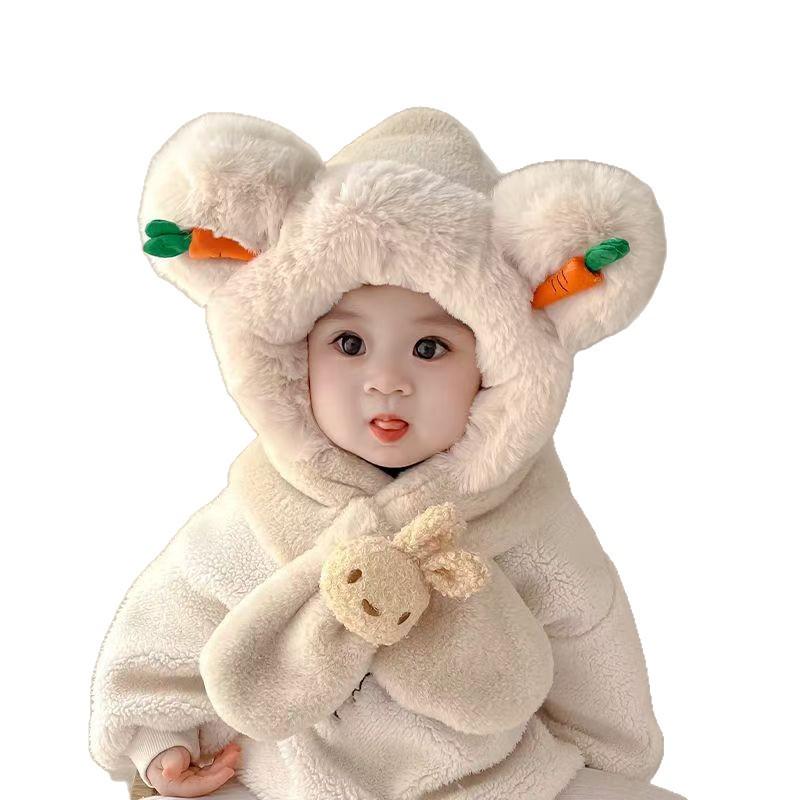 Cozy Velvet Winter Hat & Scarf Set for Kids - Cute Ear Protection for Boys & Girls