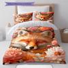 Tiger Fox Art Pattern Bedding Quilt Set Quilt Cover Pillowcase Home Decoration Gift (1 * Duvet Cover + 2 * Pillowcase, Without Core)