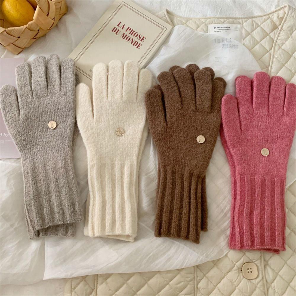 Riding Gloves Keep Warm Full Finger Mittens Wool Knitting Gloves  Autumn and Winter