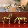 Miniature Antique Brass Long Tail Horse Figurines Feng Shui Ornament Copper Zodiac Animal Mini Desktop Crafts Home Decor gifts