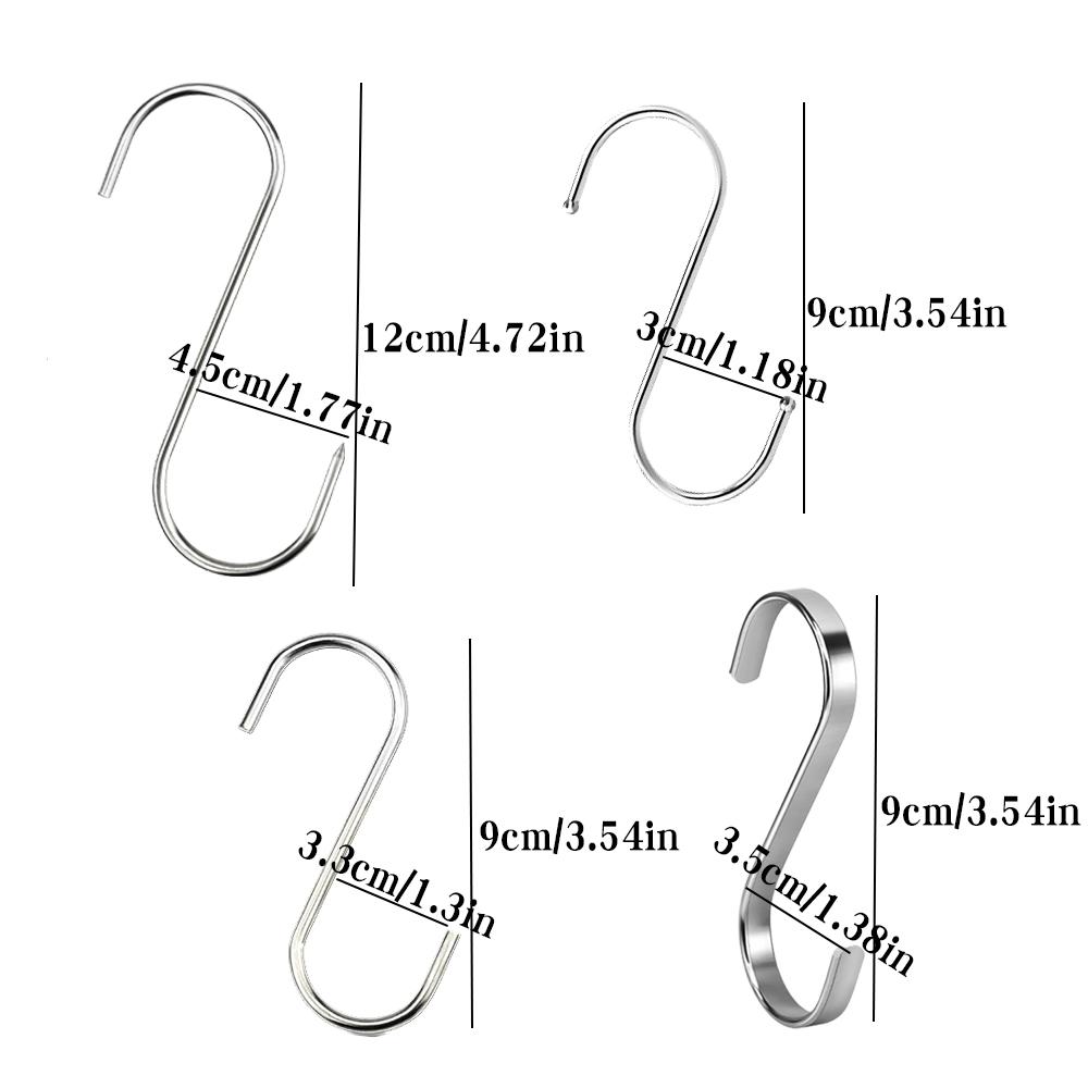 10 Stück S-Haken Edelstahl Kleidung Taschen Handtücher Hängeregal Multifunktions Küche Schlafzimmer S-Haken Heimaufbewahrung Organiza