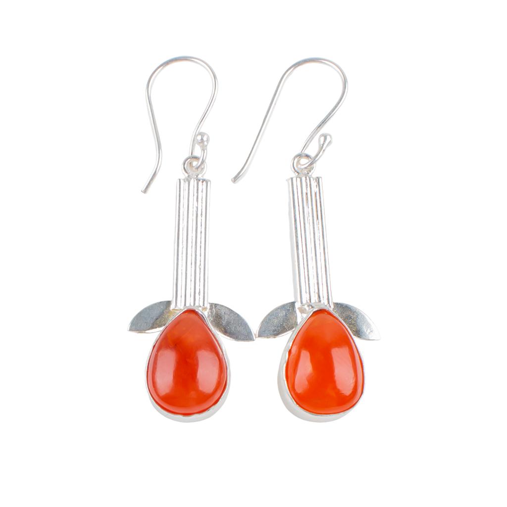 Natural Carnelian Gemstone 925 Sterling Silver Trendy Jewelry Earrings For Women EE-36-26