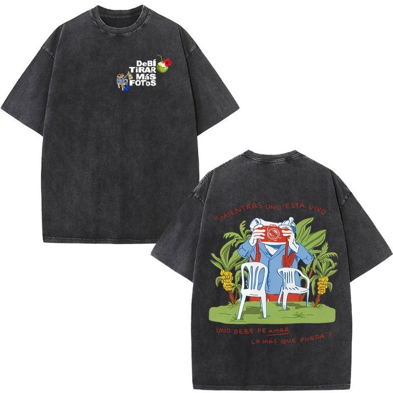 Vintage Womens Acid Wash T-Shirts Tokyo Harajuku Printing Tees Crewneck Cotton  Fashion Female Clothes