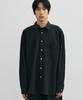 Piali Diagonal Pocket Nylon Wrinkle Shirt (Black)
