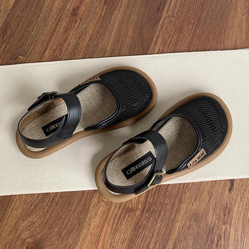 Damen Baotou Hausschuhe Sommerschuhe für Damen Lässige Flache Sohle Atmungsaktive Sandalen Bequeme Outdoor Strandschuhe