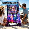 Custom Name Personalized Five Nights at Freddy's Print Beach Towel, for Trip Camping Beach Party Home Decor, Birthday Gift for Family & Friends