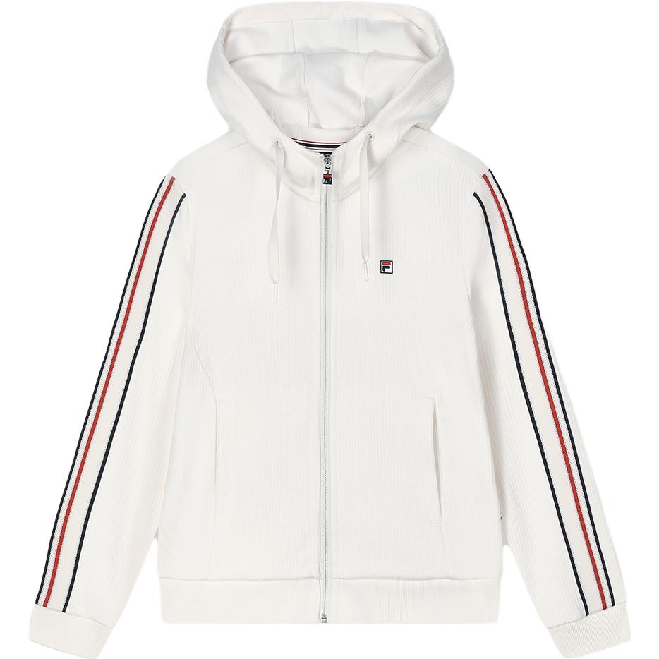 

FILA Official 2023 Winter New Knit Hooded Jacket Fashion Simple Basic Casual Top Women tops Steam-White F11W341506F-IV M