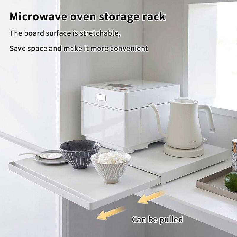 1Pieces Kitchen Countertop Pull-Out Organizer, Drawer Push-Pull Shelf Microwave Oven Bottom Rack Outdoor Tableware