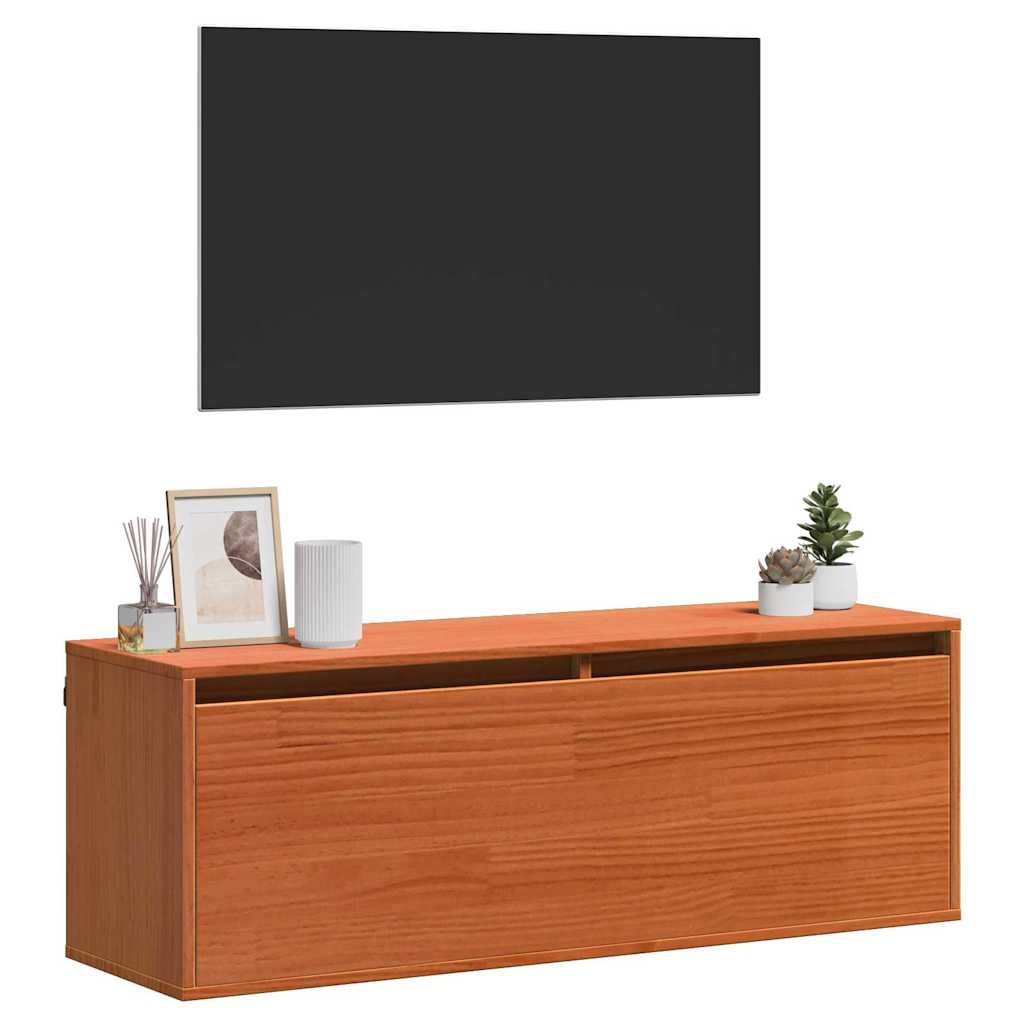 Wall Mounted Cabinet Wax Brown 100 x 30 x 35 cm Solid Pine Wood