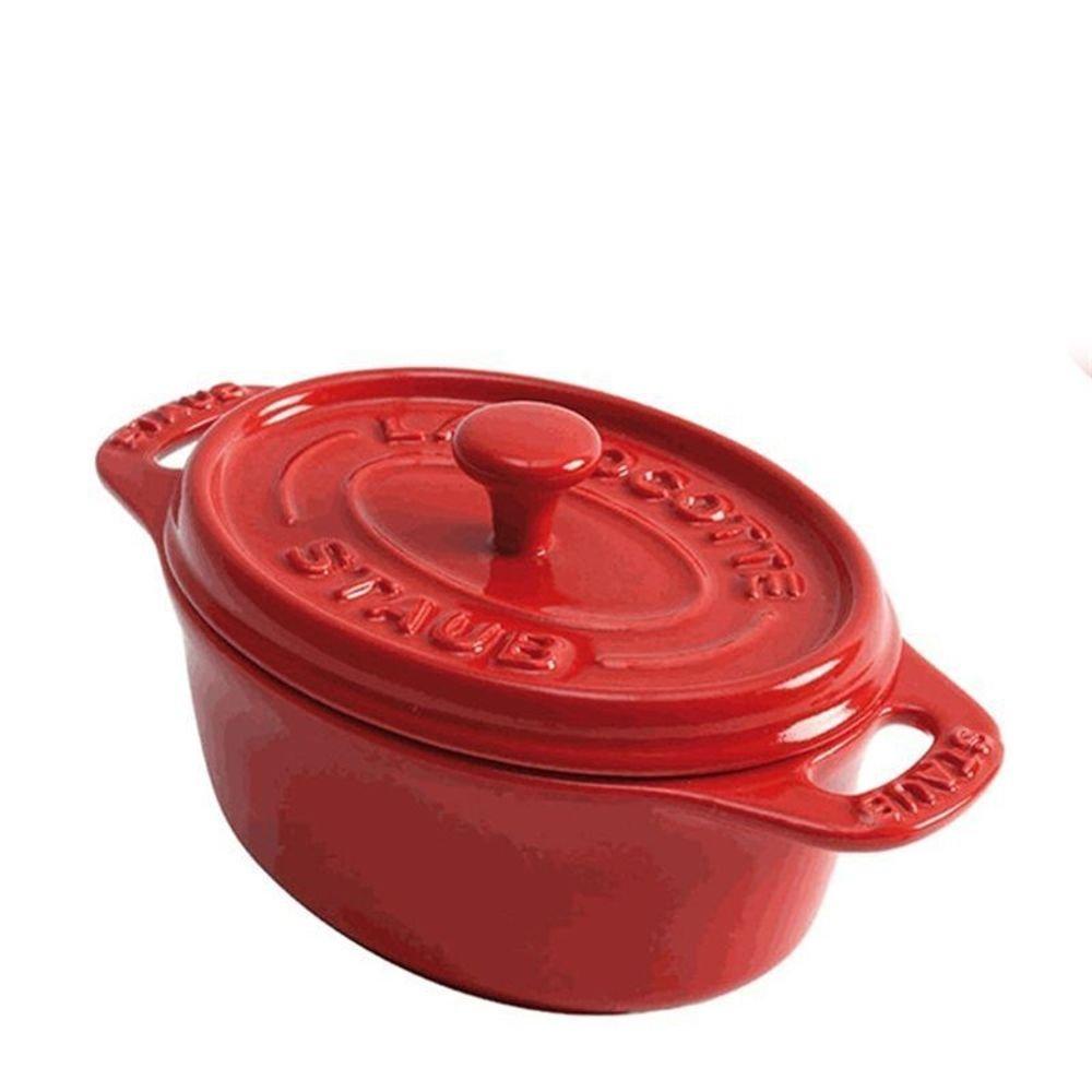

Staub Mini Cocotte Oval Cherry 11cm, Heat-Resistant Storage Container, Microwave-Safe [Official Japanese Product] Ceramic Cocotte Oval 40511-086