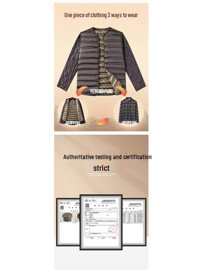 Men's Winter Goose Down Removable Long-Sleeved Shirt - Hengyuanxiang Colorful Sheep Collection for Middle-Aged and Elderly