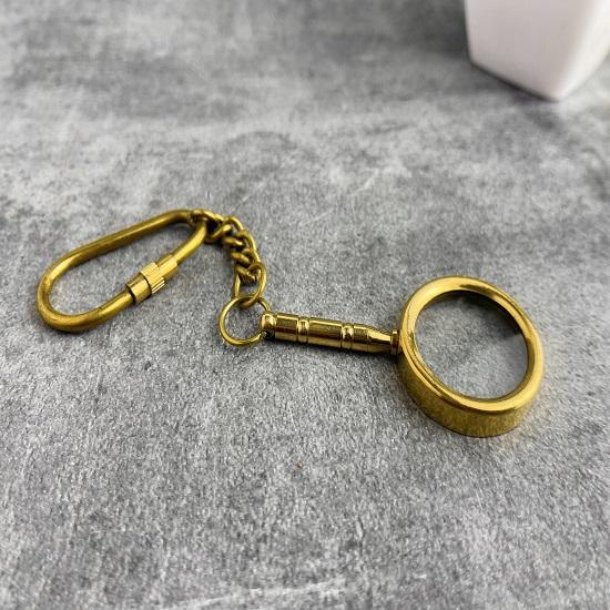 Solid Brass Magnifying Glass Key Chain, Ring, Pendent, Collectible Gift Item, Working Designer