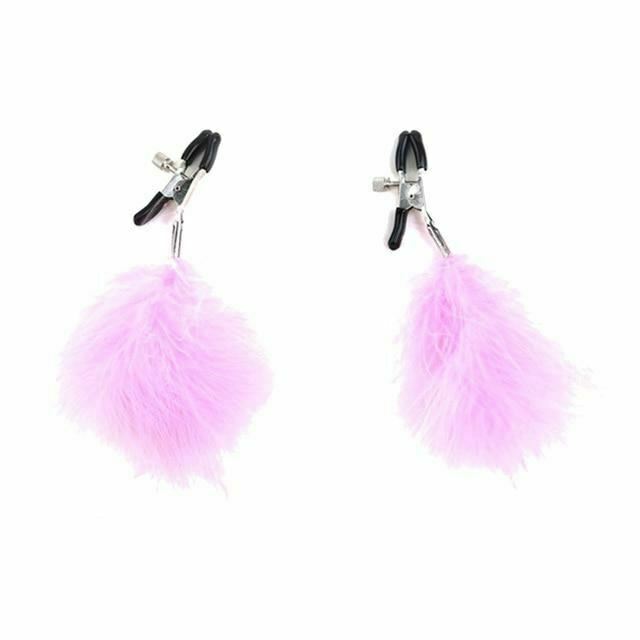 Fluffy Feather Nipple Clamps Breast  Kink Fetish Restraints Nipple & Clitoral Toys