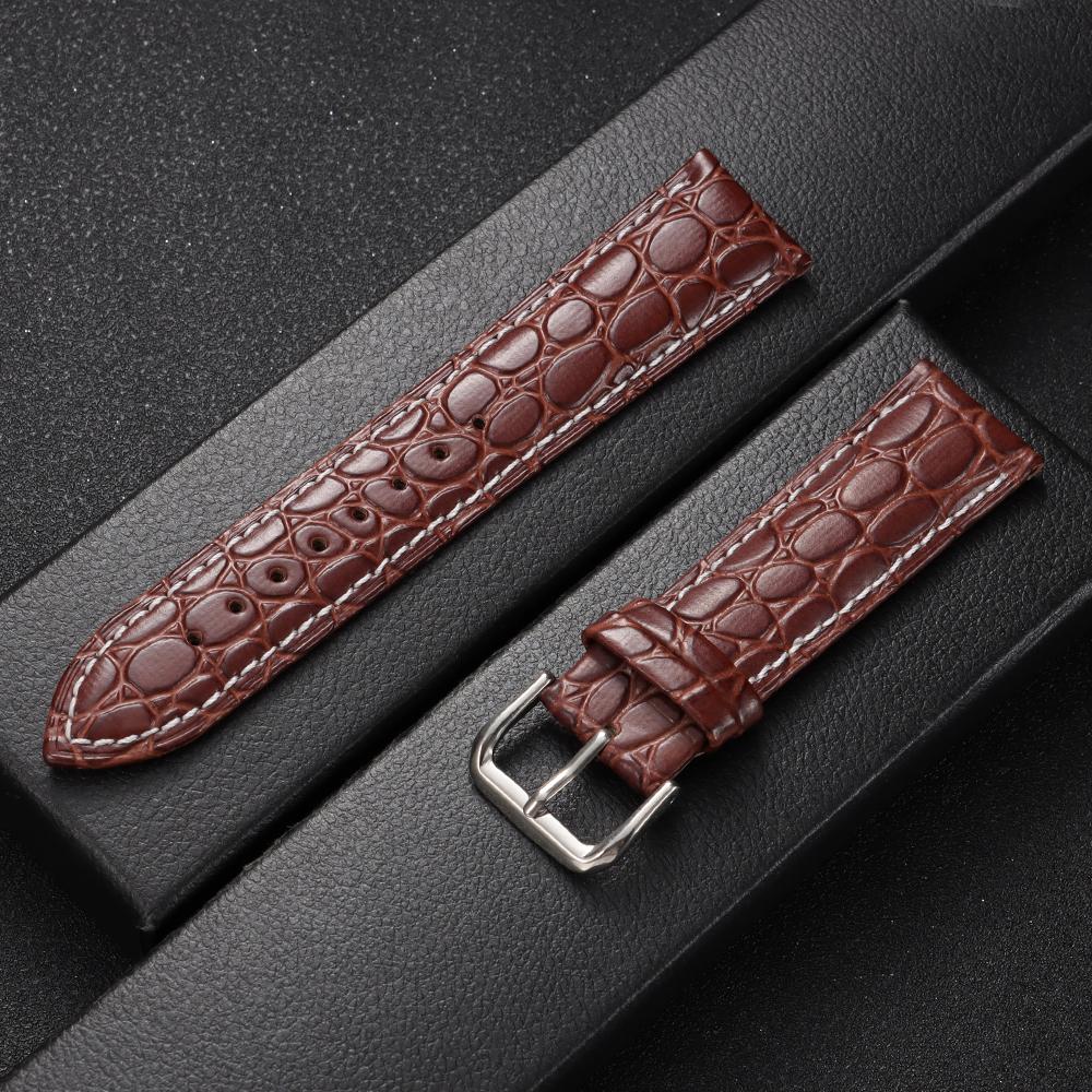 Crocodile Pattern Design Leather Watch Strap 16mm 18mm 19mm 20mm 21mm 22mm Universal Watchbands Casual Business Wristwatch Band