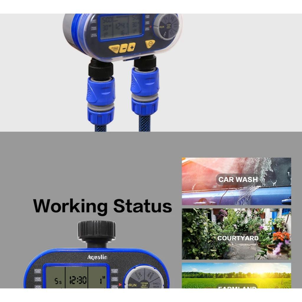 Two Outlets Garden Digital Electronic Water Timer Solenoid Valve Garden Irrigation Controller for Garden,Yard