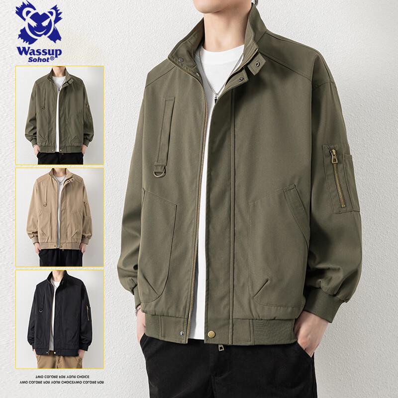 Wassup Sohot Men's Stand-Collar Casual Jacket
