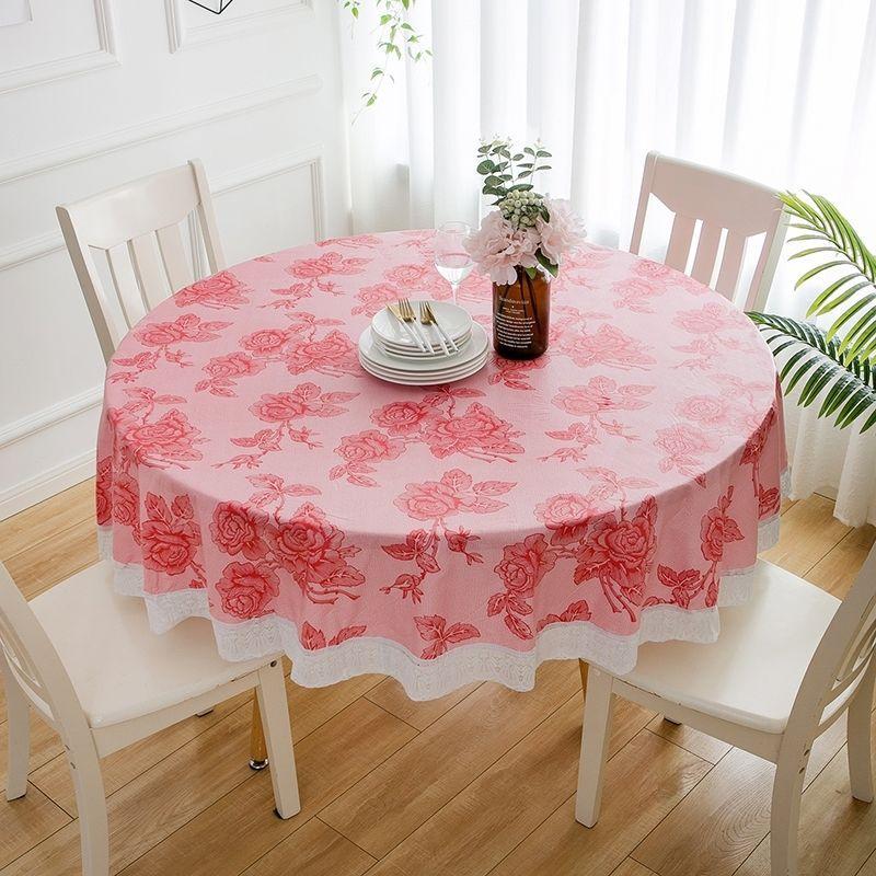 Large Round Dining Table Cloth Waterproof, Oil-Proof And Anti-Scalding Leave-In Coffee Table Tablecloth Household Living Room Hotel Thickened