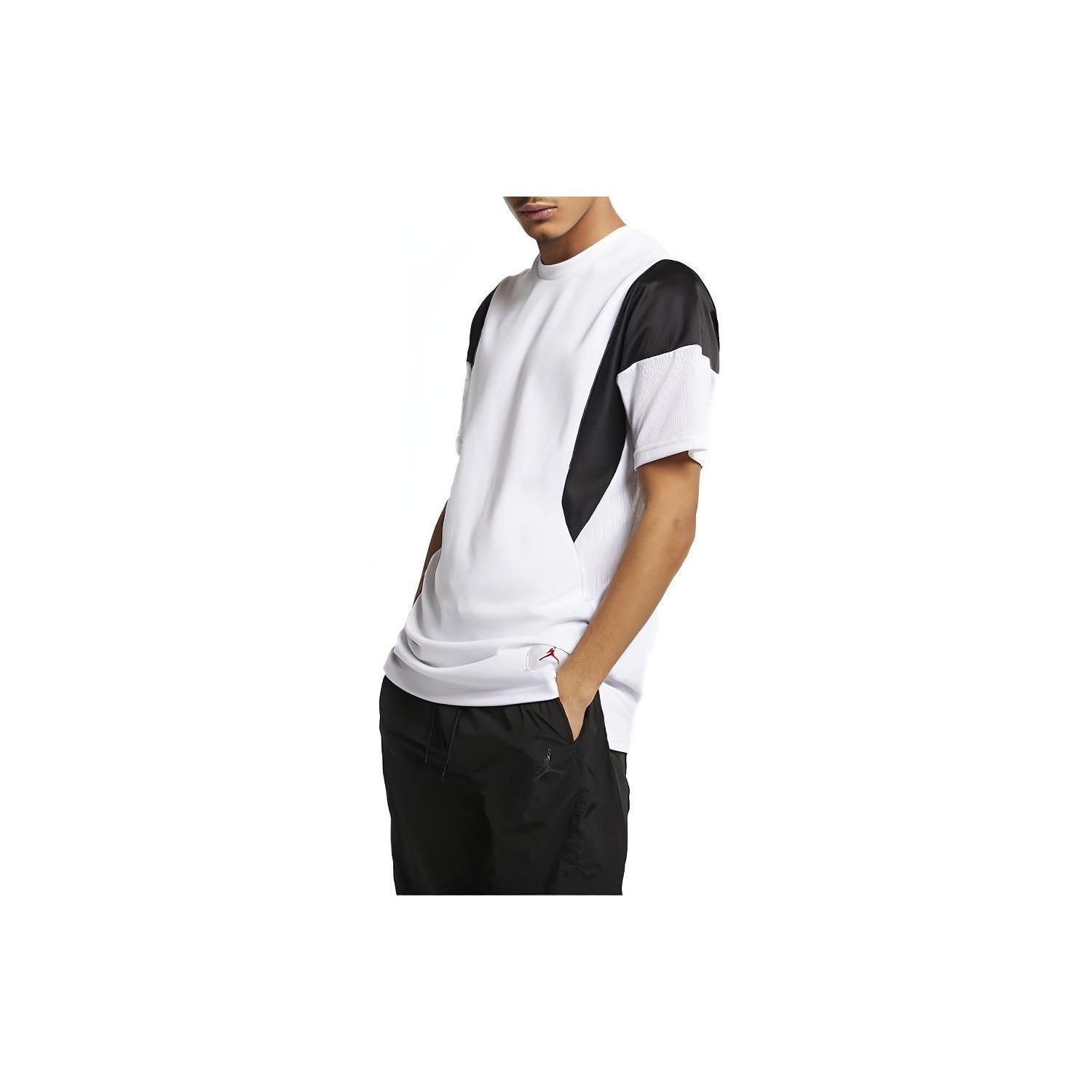 Air Jordan Flight Splicing Contrasting Colors Athleisure Casual Sports Short Sleeve White Men s AO0415-100 L