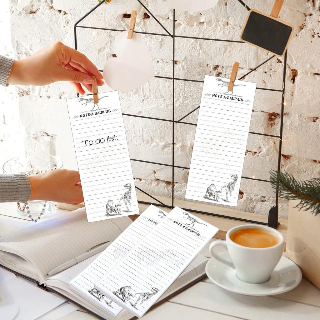 4 Pack 200 Sheets Dinosaur Magnetic Refrigerator Notepads Shopping and to Do List Notepads Fridge Grocery Kitchen Shopping 8. 5 x 3. 5 Inches