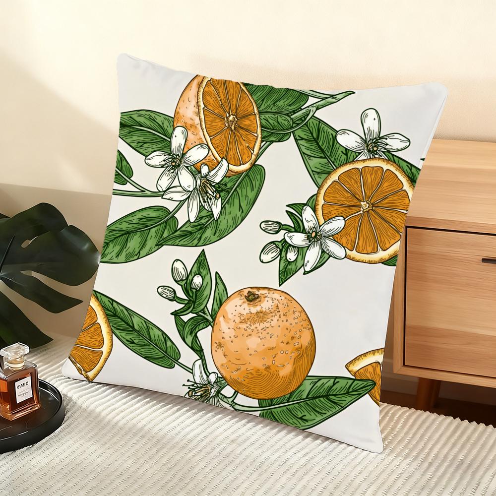 Orange Pattern Cushion Cover Soft Short Plush Pillow Cover Smooth Cozy Texture Aesthetic Cushion Case Home Decor