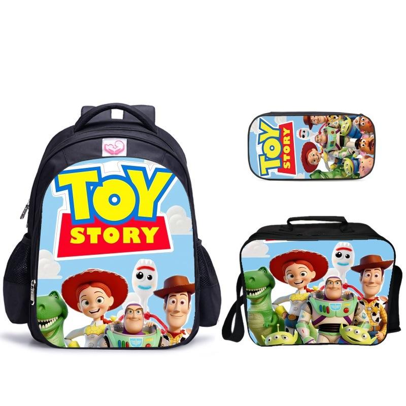 Doll Collective Probe Children'S Fun Three-Piece Set Woody Bass School Bag Pencil Bag Thermal Insulation Meal Bag Student Campus Set