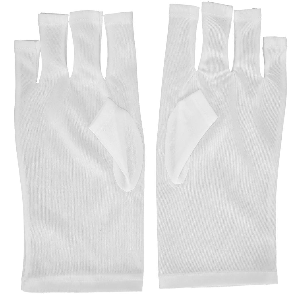 1 Pair AntiUV Glove LED Nail Art Curing Lamp UV Protection Glove Nail Art Skin Care Glove(White )