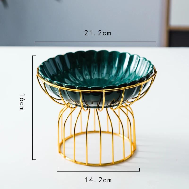 Schmiedeeiserne Keramik-Obstteller, Süßigkeiten-Snack-Tablett, Salatschüssel, Dessertschüssel, Tortenständer, Dim-Sum-Teller, Obstschale, dekorative Teller