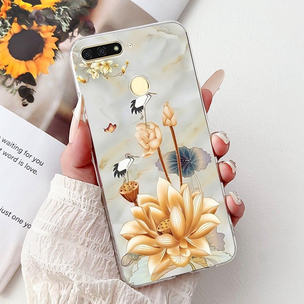 For Huawei Y6 Prime 2018 Case Clear Cute Fashion Flowers Luxury Painted Cover For Huawei Y6Prime 2018 Phone Case ATU-L42 ATU-L31