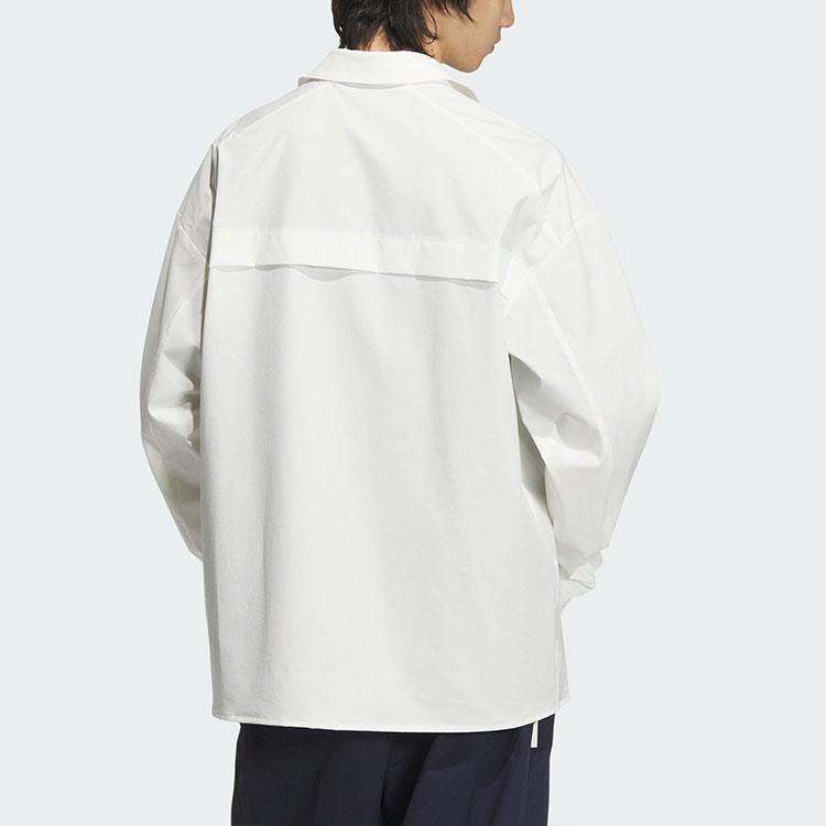 Adidas Small Logo Sports Casual Square Collar Long Sleeve Shirt Men Tops Han-Jade-White JP2596