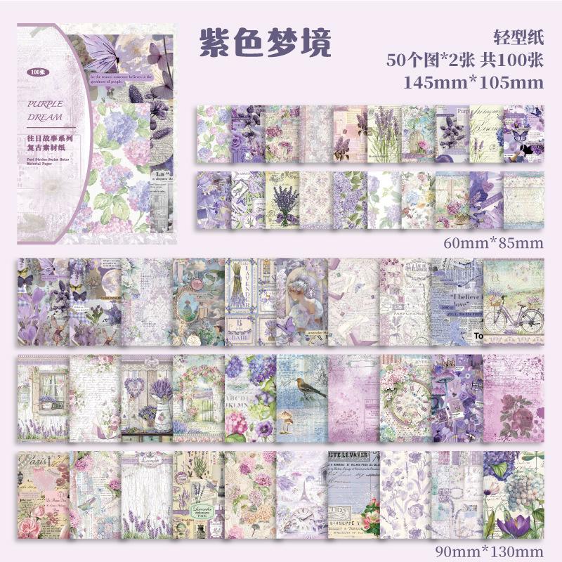 1 Packung/100 Stück Großes Vintage-Papier-Set, Antike Textur, Scrapbooking & Bastelbedarf