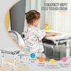 Kids Desk and Chair Set, Student Adjustable Writing Desk, with Drawer, Pen Slot, Hook - Grey