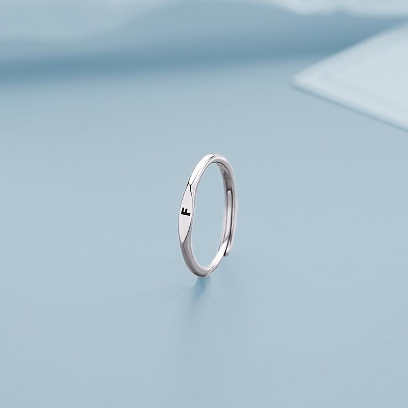 Stainless Steel Silver Color A-Z 26 Initial Letter Name Ring for Women Minimalist Thin Adjustable Finger Rings  Jewelry