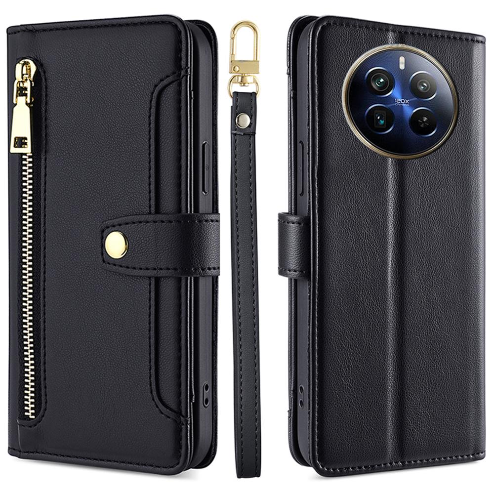 For Realme 12 Pro 5G/12 Pro+ 5G Cell Phone Cases Zipper Pocket Leather Crossbody Cover