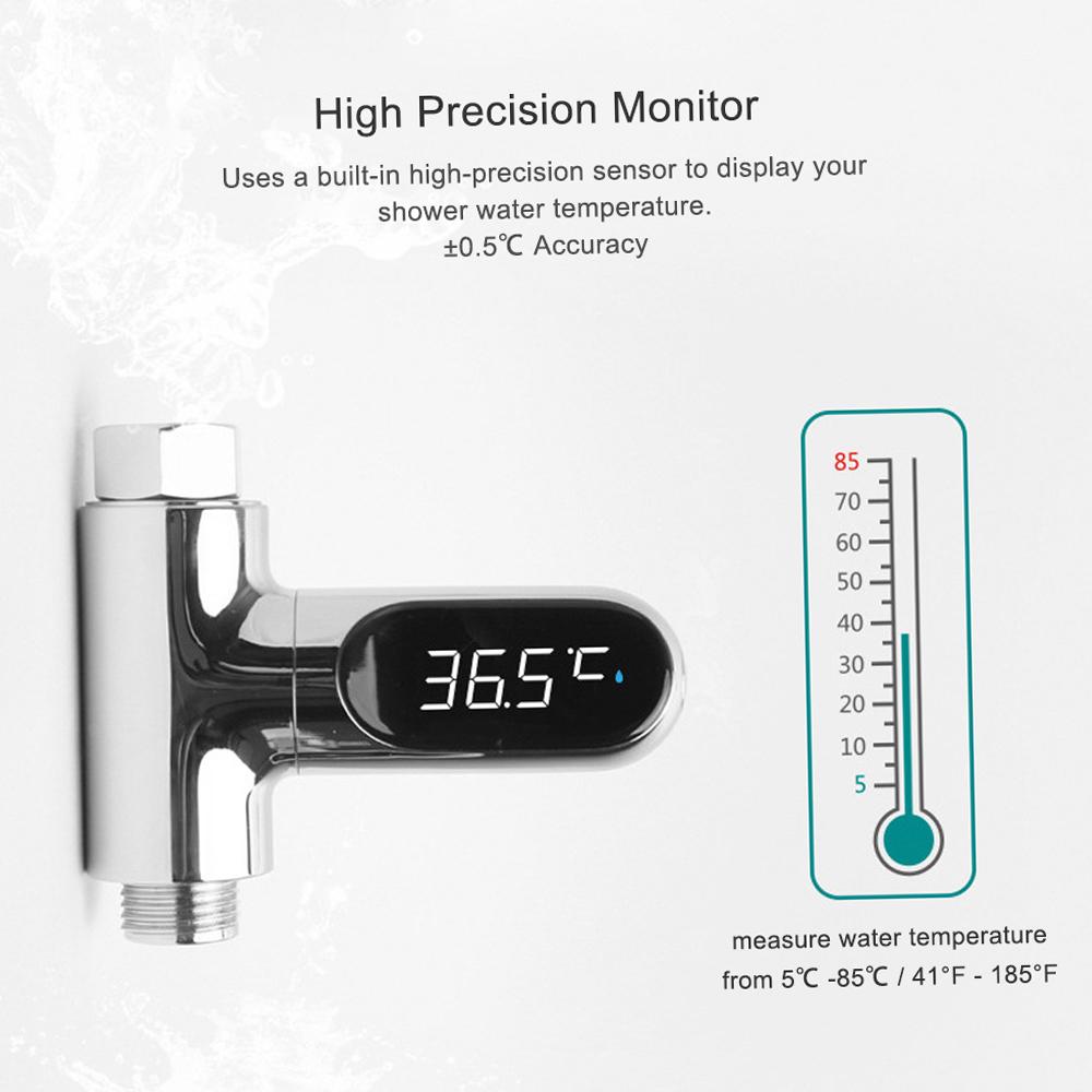 Duschthermometer Duschthermometer Rd Badezimmerthermometer, Wassertemperaturthermometer 5~85 360° drehbares LED-Display für Baby-Duschthermometer