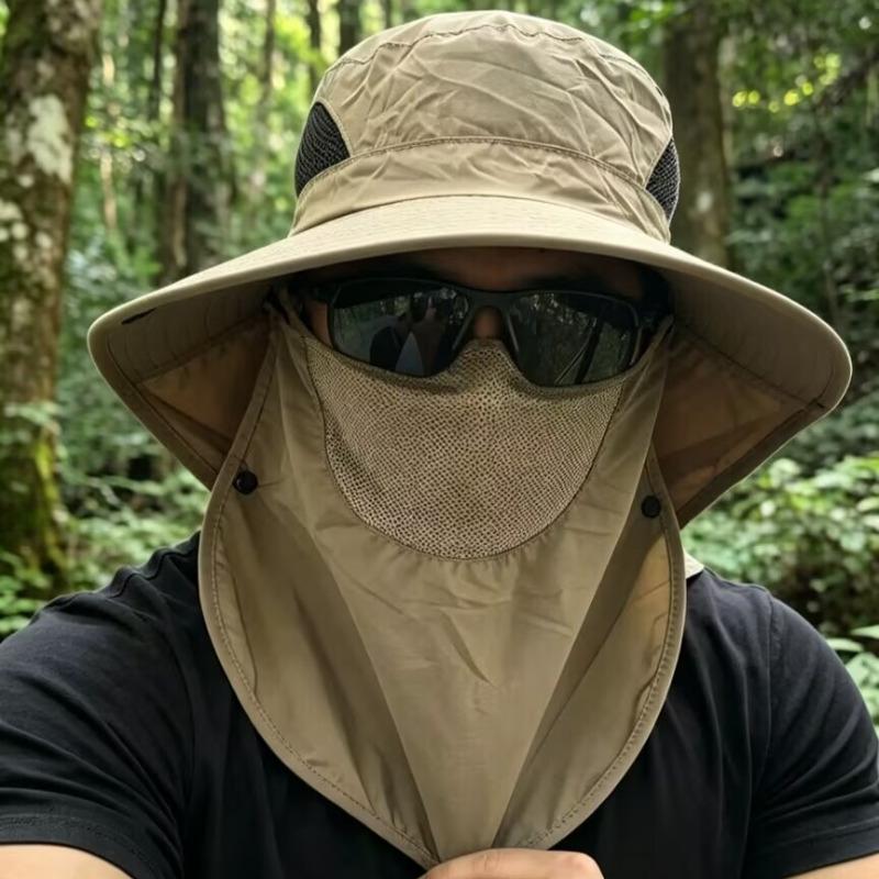 

Upf50+ Sun Hat For Men Detachable Face Neck Cover Outdoor Fishing Hiking Uv Protection Breathable Quick Dry Safari Cap