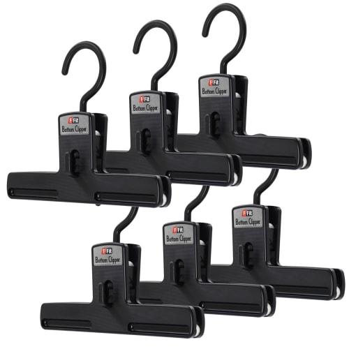 Shinko Hanger F-Fit Bottom Clippers, Set of 6, Black, Made in Japan, Heavy-Duty Clothes Rack, Pants Clipper, Laundry Rack, Towels, Slacks, Bath Towels