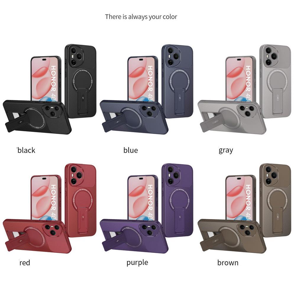 Carbon Fiber Invisible Stand Holder Built-in Magnetic Ring Case for Honor400 Pro Honor 400 Lite Honor Magic 7 Lite X6c X9c Cover