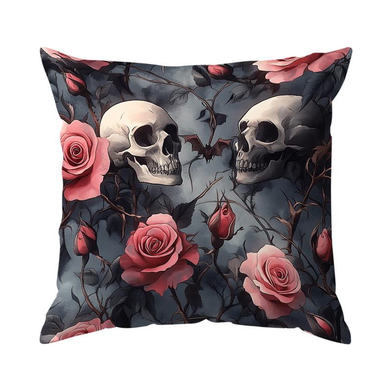 

Home Decor Skulls, Roses & Raven Dark Fantasy Pillow Pattern Cushion Cover Suitable for Sofa Bedroom Car Pillow Cover 16x16Inch