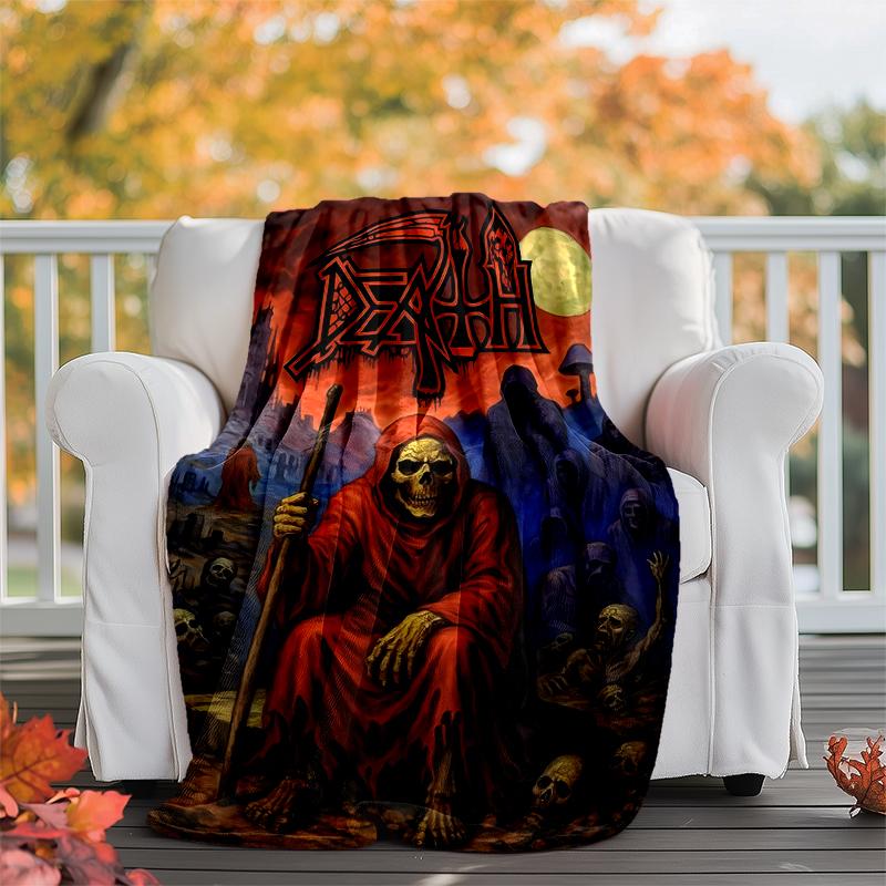Death Flannel Blanket Soft Warm All-Season Throw, Design for Camping, Car Travel, Hiking Sofa, Bed, Office Perfect Gift for Parties