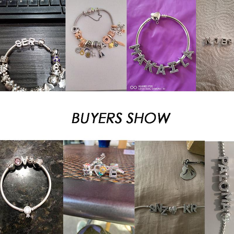 MULA S925 Argent Sterling Nom 26 Lettre Alphabet Amour Breloques Perles Ajustement Original Breloques Bracelet Collier Bijoux DIY
