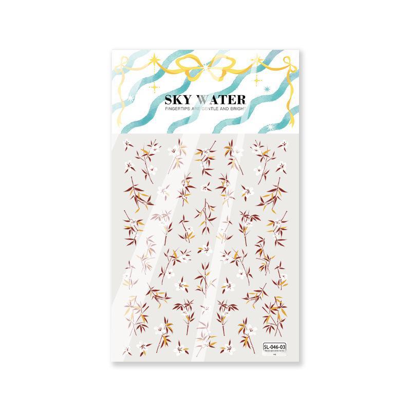 SKY Chinese Style Bamboo Nail Stickers: Fortune Attraction, Waterproof, DIY Decoration