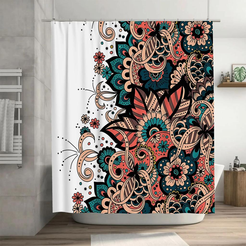 Elegant Floral Pattern Shower Curtain Adds Artistic Charm to Your Bathroom Decor Waterproof Polyester Fabric  Easy-Clean