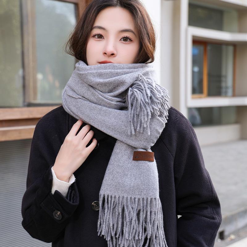 Women's Thick Cashmere Scarf - Versatile Japanese & Korean Style Shawl for Autumn & Winter