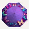 Butterfly, Inspirational Automatic Folding Umbrella  8 Ribs, Durable Iron Frame, Bright Color Pattern Compact Travel Umbrella, Suitable for