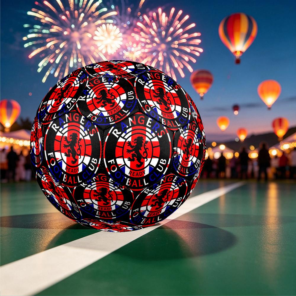 1pz Rangers FC Pattern Taglia 5 Pallone da Calcio, Pallone da Calcio Resistente per Allenamento Quotidiano, Partite, Sport all'Aperto, Regalo Ideale per la Famiglia
